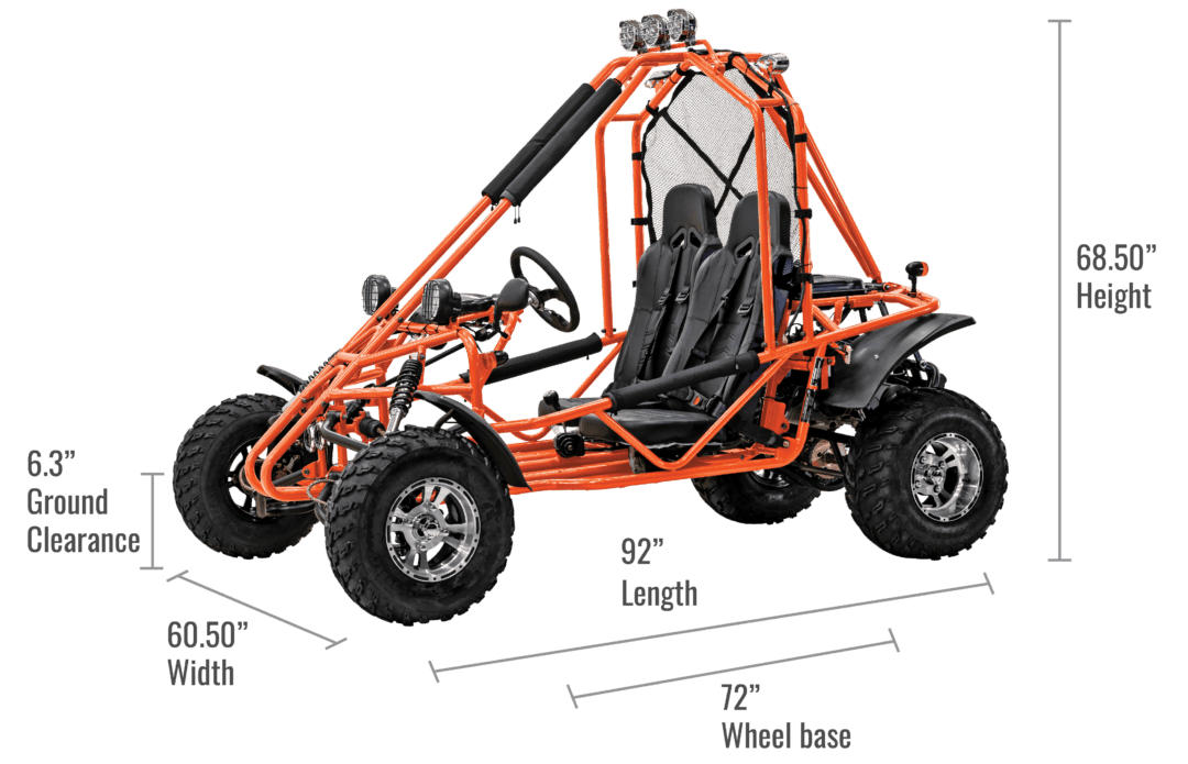 Massimo GKA200 Spider Go Kart dimensions diagram