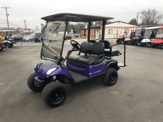 2016 Yamaha Drive lifted electric golf cart with Purple and Black Metallic Fade