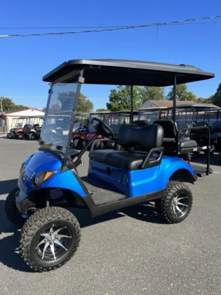 2017 Yamaha Drive2 electric golf cart in Electric Blue Metallic with 6-inch lift