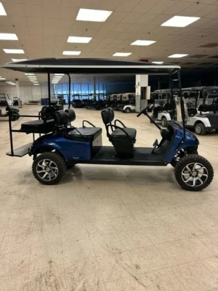 2017 E-Z-GO TXT Gas six-passenger golf cart in Electric Blue, stock 3290182