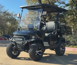 2025 Denago Nomad XL Black lifted lithium golf cart with Grey seating