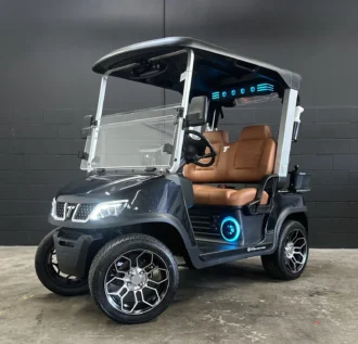 2025 Tara lithium golf cart in Black with Brown seating, model designation requires verification