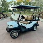 2020 Club Car Tempo White electric golf cart with Camello Brown seating
