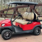 2022 Club Car Tempo Rally Red electric golf cart with Beige seating