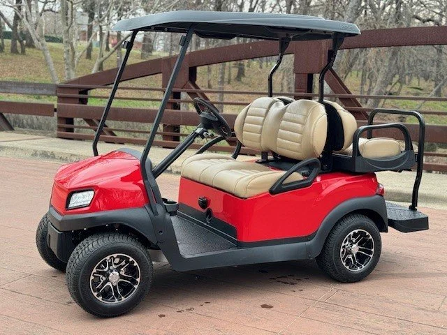 EMT-23292-001-rr2.webp 2022 Club Car Tempo Rally Red electric golf cart with Beige seating