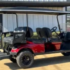 2025 E-Z-GO Express 6 Inferno Red gas golf cart, stored ELiTE model wording requires verification