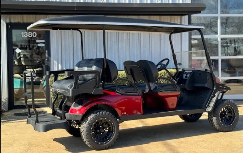EMT-23820-001-Screenshot_3.webp 2025 E-Z-GO Express 6 Inferno Red gas golf cart, stored ELiTE model wording requires verification