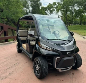 2025 Club Car CRU Black electric vehicle, battery and suspension configuration require verification
