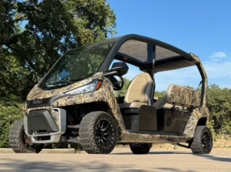 2025 Club Car CRU Camo electric vehicle, lithium and AGM battery records require verification