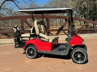 2012 E-Z-GO RXV Red four-passenger 105Ah lithium golf cart VIN 5161200