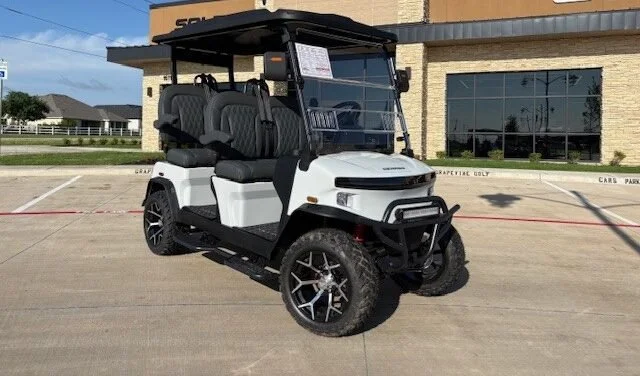 EMT-24116-001-front-20-e1767796812308.webp Denago Rover XL White lifted lithium golf cart VIN 7XBADABA5SA021672, model year requires verification