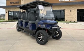2026 Denago Rover XXL Blue six-passenger lifted lithium vehicle VIN 7XBAEABA3SA200225
