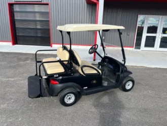 2016 Club Car Precedent Black four-passenger 48V electric golf cart with Buff seats