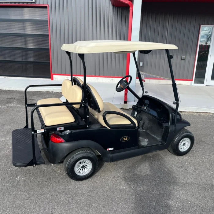 2016 Club Car Precedent Black four-passenger 48V electric golf cart with Buff seats