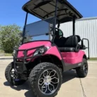 2021 Yamaha Drive2 EFI Quietech Pink lifted gas golf cart
