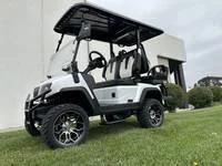 2025 Evolution D5 Maverick 2+2 Pearl White four-passenger lithium golf cart