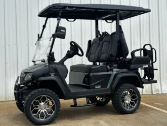 Evolution D5 Maverick 2+2 Plus Black lifted four-passenger lithium golf cart