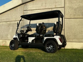 Evolution D5 Ranger 4 Plus White non-lifted four-passenger lithium golf cart