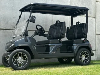 Evolution D5 Ranger 4 Plus Gray non-lifted four-passenger lithium golf cart