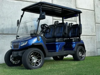 Evolution D5 Ranger 4 Plus Portimao Blue non-lifted four-passenger lithium golf cart