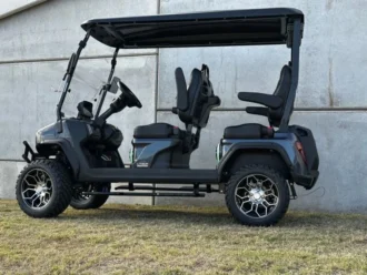 Evolution D5 Maverick 4 Plus Gray lifted four-passenger lithium golf cart