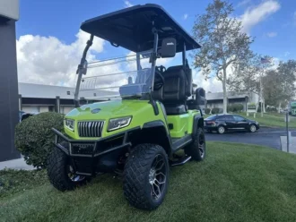 2025 Evolution D5 Maverick 2+2 Lime Green four-passenger lithium golf cart