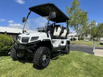 2025 Evolution D5 Maverick 4 Pearl White four-passenger lithium golf cart