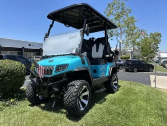 2025 Evolution D5 Maverick 2+2 Pearl White lifted four-passenger lithium golf cart stock EMT-24905