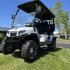 2025 Evolution D5 Maverick 4 Pearl White lifted four-passenger lithium golf cart stock EMT-24909