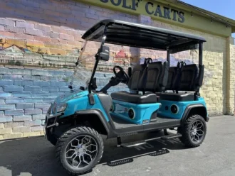 2025 Evolution D5 Maverick 4 Plus Sky Blue lifted lithium golf cart stock EMT-24931