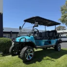2025 Evolution Forester 6 Plus Sky Blue lifted lithium golf cart with custom seats, SKU EMT-25815