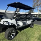 2025 Evolution Forester 6 Plus Pearl White lifted lithium golf cart with custom seats, SKU EMT-25820