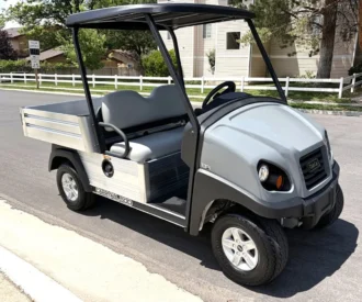 2026 Club Car Carryall 500 gas utility cart in Pearl Mist Gray, stock EMT-8990
