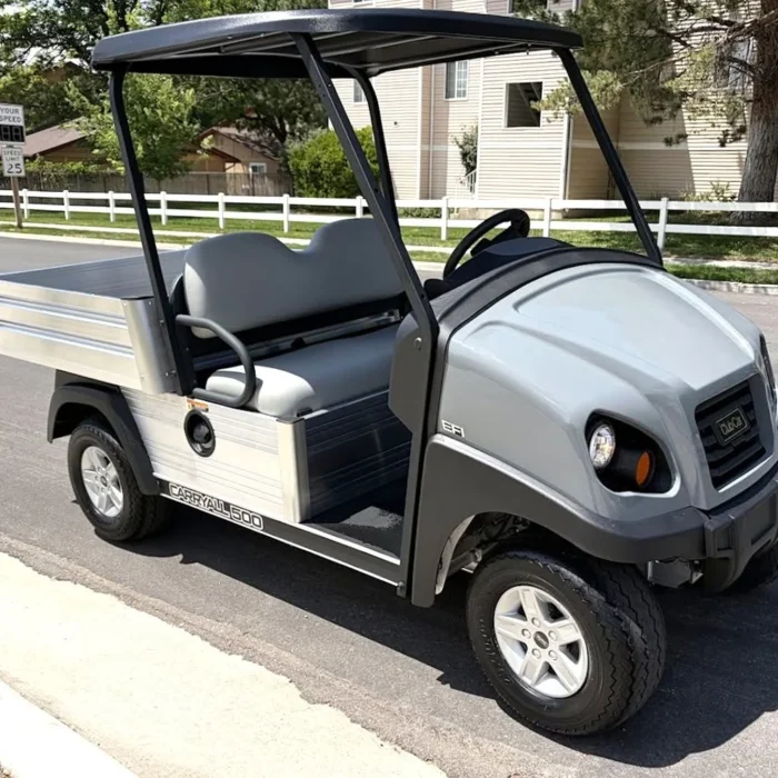 2026 Club Car Carryall 500 gas utility cart in Pearl Mist Gray, stock EMT-8990