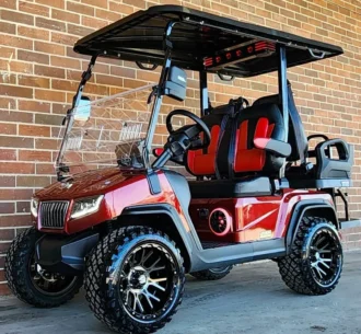 2025 Evolution D5 Ranger 2+2 Plus red lithium golf cart, stock EMT-9002
