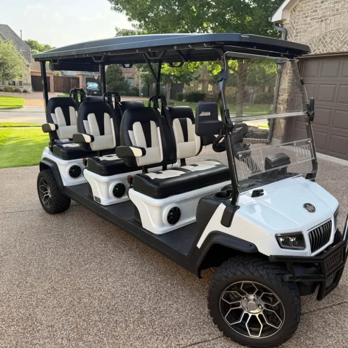 Used 2025 Evolution D5 Ranger 6 Plus six-passenger lithium golf cart, stock EMT-9030
