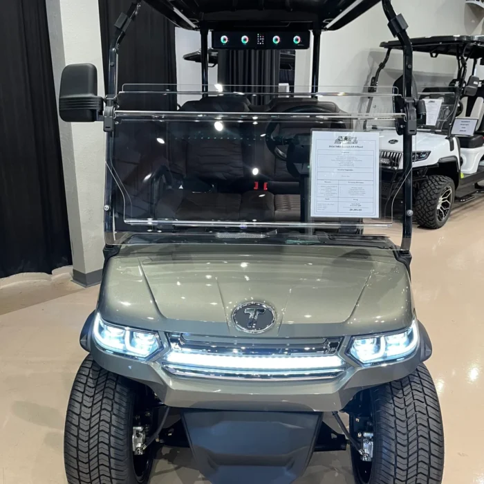 2026 Tara Summit Air 4 Road green lithium golf cart with custom speaker bar, SKU EMT-9268