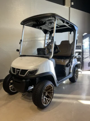 2025 Tara Spirit white lithium golf cart with custom wheels, SKU EMT-9324