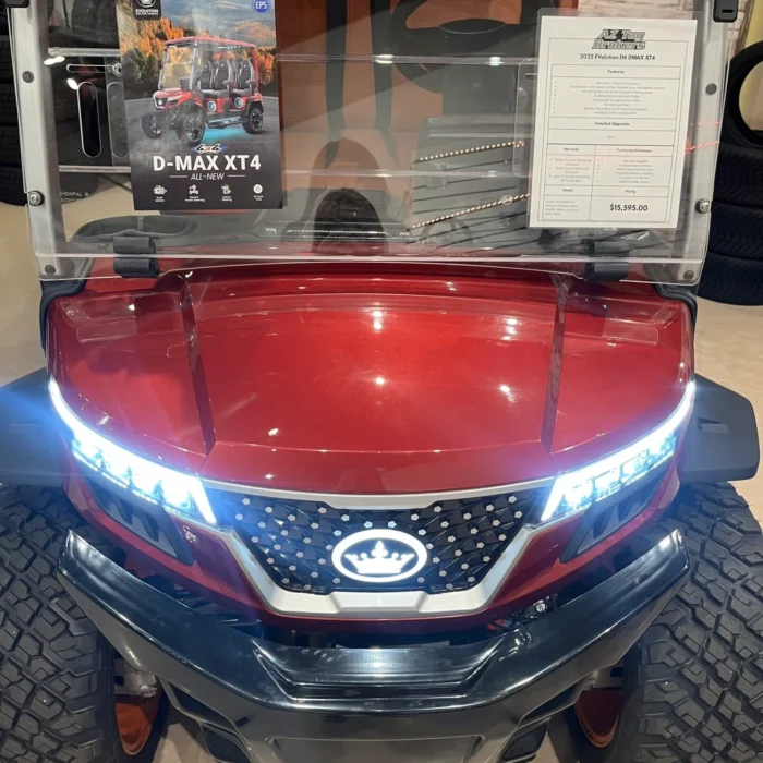2025 Evolution D-MAX XT4 Flamenco Red lithium golf cart, SKU EMT-9432