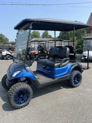 2015 Yamaha Drive Blue Black Fade EFI gas golf cart with 3-inch lift