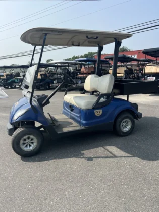 2016 Yamaha Drive Tanzanite Blue gas utility cart with rear steel utility bin