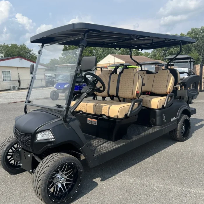2024 Honor LSV G1 Matte Black 4+2 with Tan upholstery and deep-dish wheels
