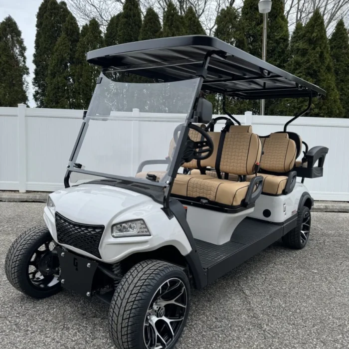 2025 Honor LSV G1 Pearl White 4+2 with Black wheels and Tan seating