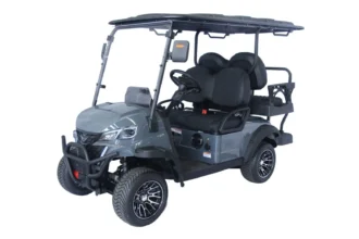 RPS New B-1 Electric Golf Kart, 5000W AC Motor, 4-Seater Long Range, Foldable Windshield, Waterproof Artificial Leather Seats & Backrests, 12-Inch Aluminum Alloy Rims, Hydraulic Disc Brakes