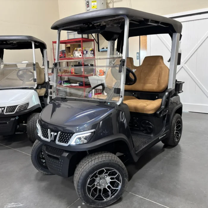 QC1100-001-IMG_0586-att17219.webp Custom 2025 Tara Spirit Pro Arctic Gray lithium golf cart with 9-inch touchscreen, stock QC1100