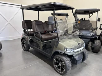 2026 Tara Summit Air 2+2 Road Aventurine Green lithium golf cart with soundbar, stock QC1134