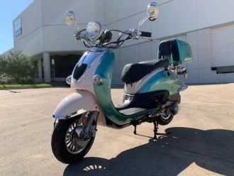 Trailmaster Sorrento 150A Retro Design Scooter, Electric & Kick Start, Aluminum Wheels