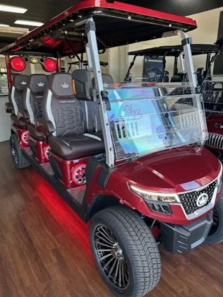 Evolution D-MAX GT6 Flamenco Red lithium golf cart