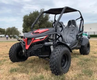 TrailMaster Cheetah 200EX Off-Road UTV/Go-Kart, Windshield, Light Bar, Spare Tire, Upgraded Center Pivot Rear End, Fuel Injected