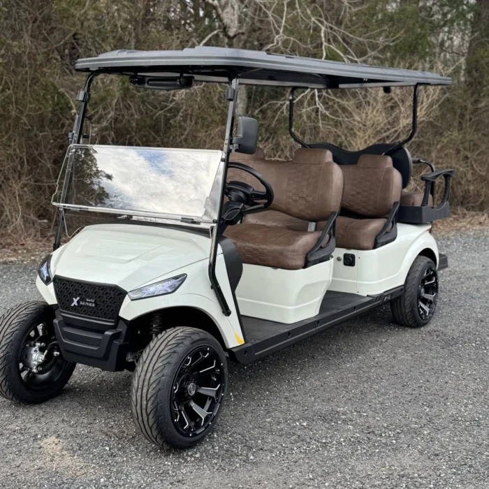 2025 MadJax X6 Pearl White Metallic lithium LSV with Ranch Brown upholstery